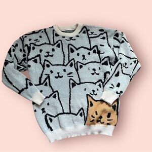 Kitty Faces on a Soft Knit Sweater